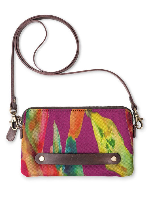 Here's a bamboo abstract design sold by the artist only as a limited edition.  A colorful clutch bag for when a purse is just too big.