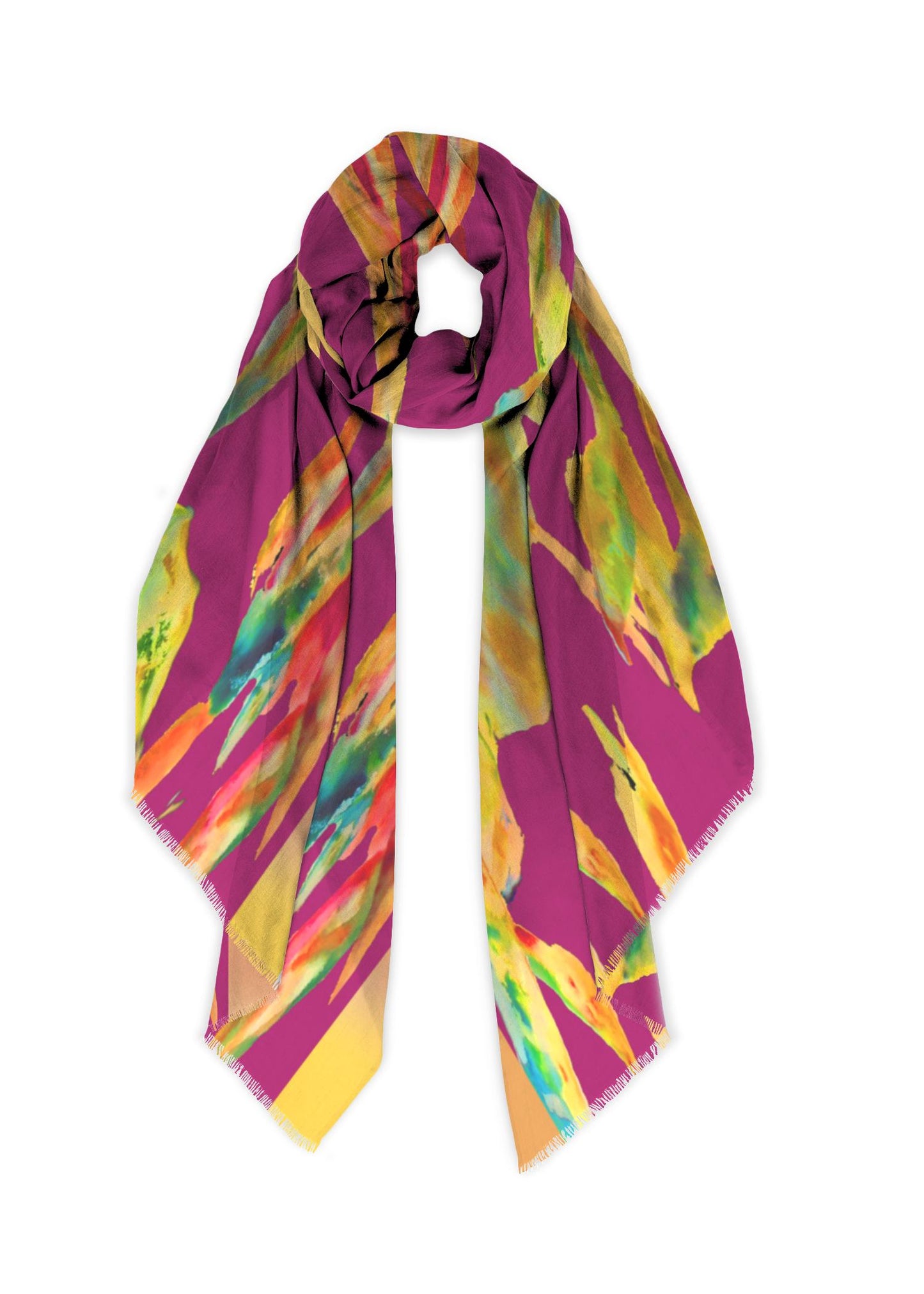 Tropical rose, gold and teal on the softest scarf!  Perfect for plus size.