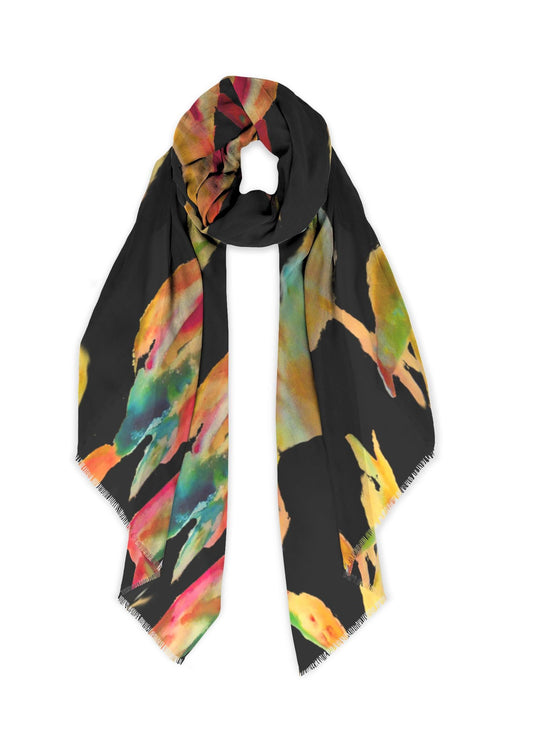 A dramatic pattern on the softest scarf.  Perfect for plus size.