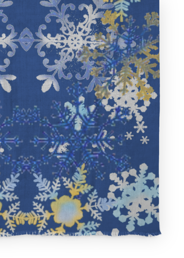 Snowflakes on Blue Long Scarf - Modal - Only 3 of 20 Remain