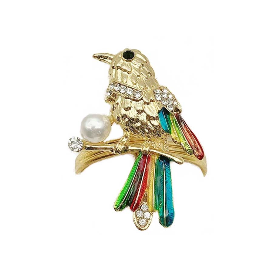 This bright tropical bird is just made to nest with you and brighten your outfit!  It's also a  perfect Christmas stocking stuffer.
